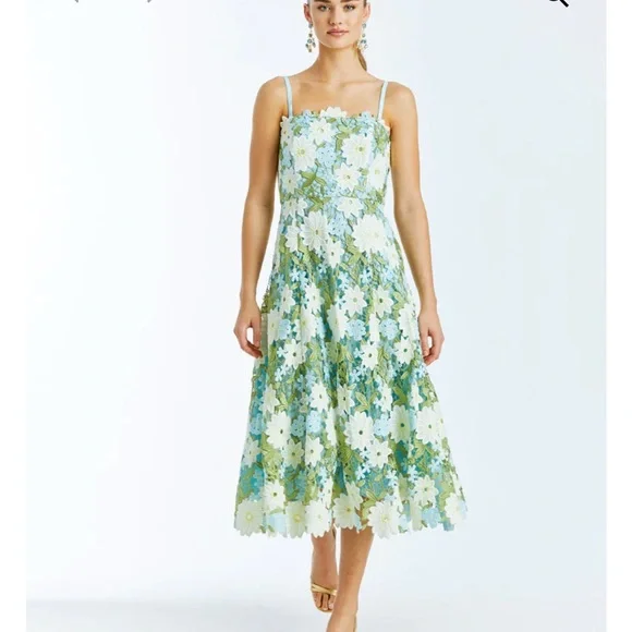 Mestiza New York Floral Lace Scolloped Cataleya Mini Formal Summer Dress - Picture 14 of 14